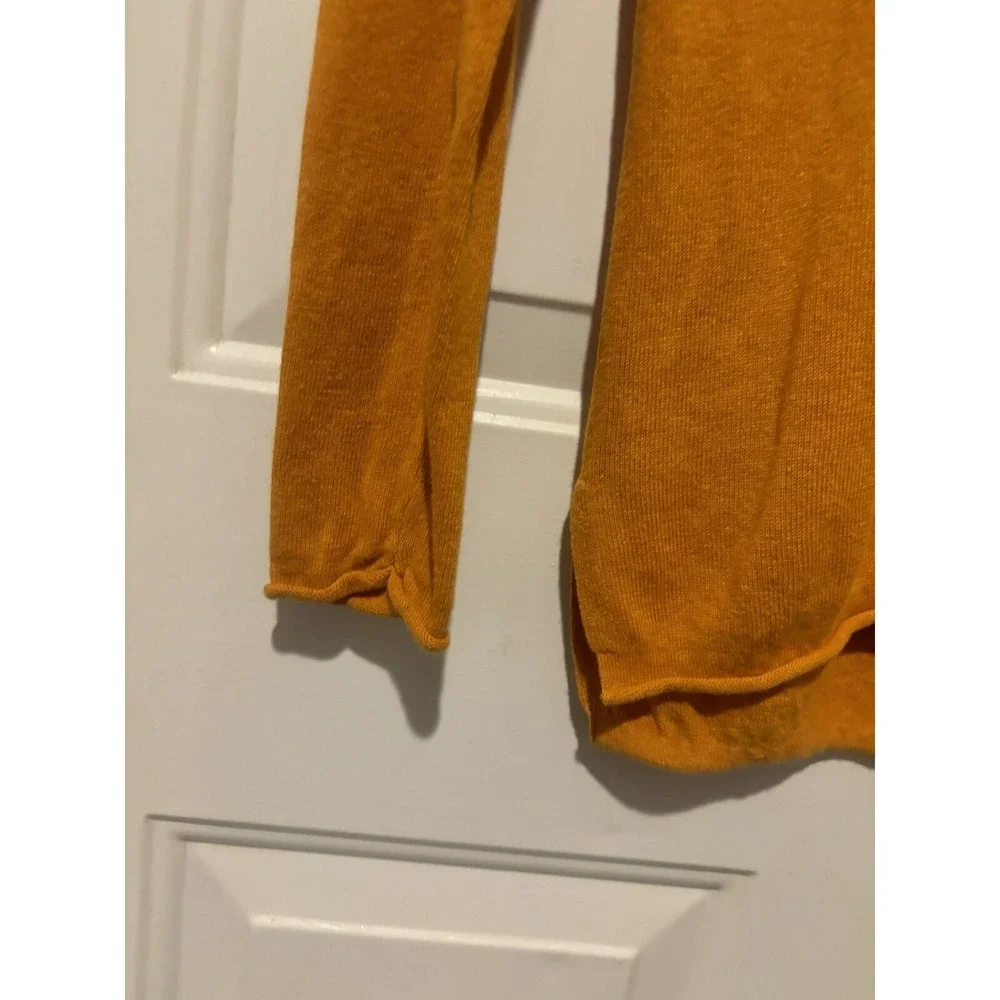 J Crew Sweater Linen Amber Yellow  Tunic Blend‎ Rolled V Neck Long Sleeve XS